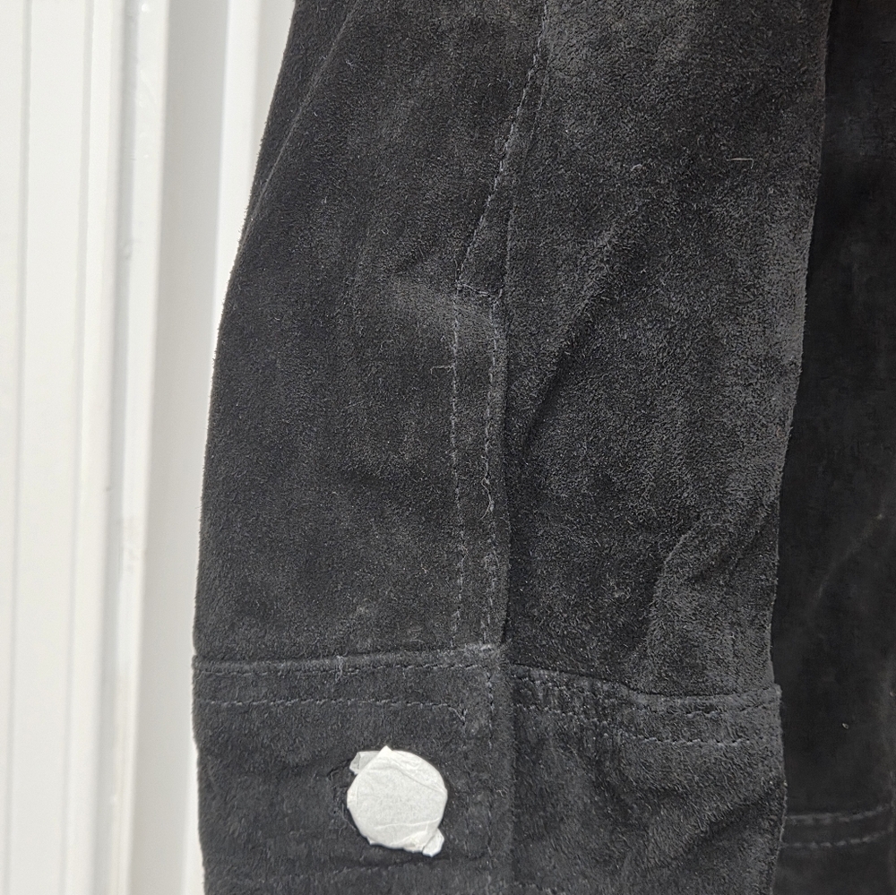 Dennis Basso Suede Leather Button Front  Black Jacket Women’s Sz Small Washable - Picture 13 of 16